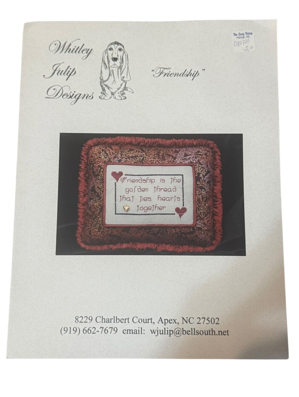 Crossstitch Needlepoint Brochure Whitley Julip Designs Friendship Pattern